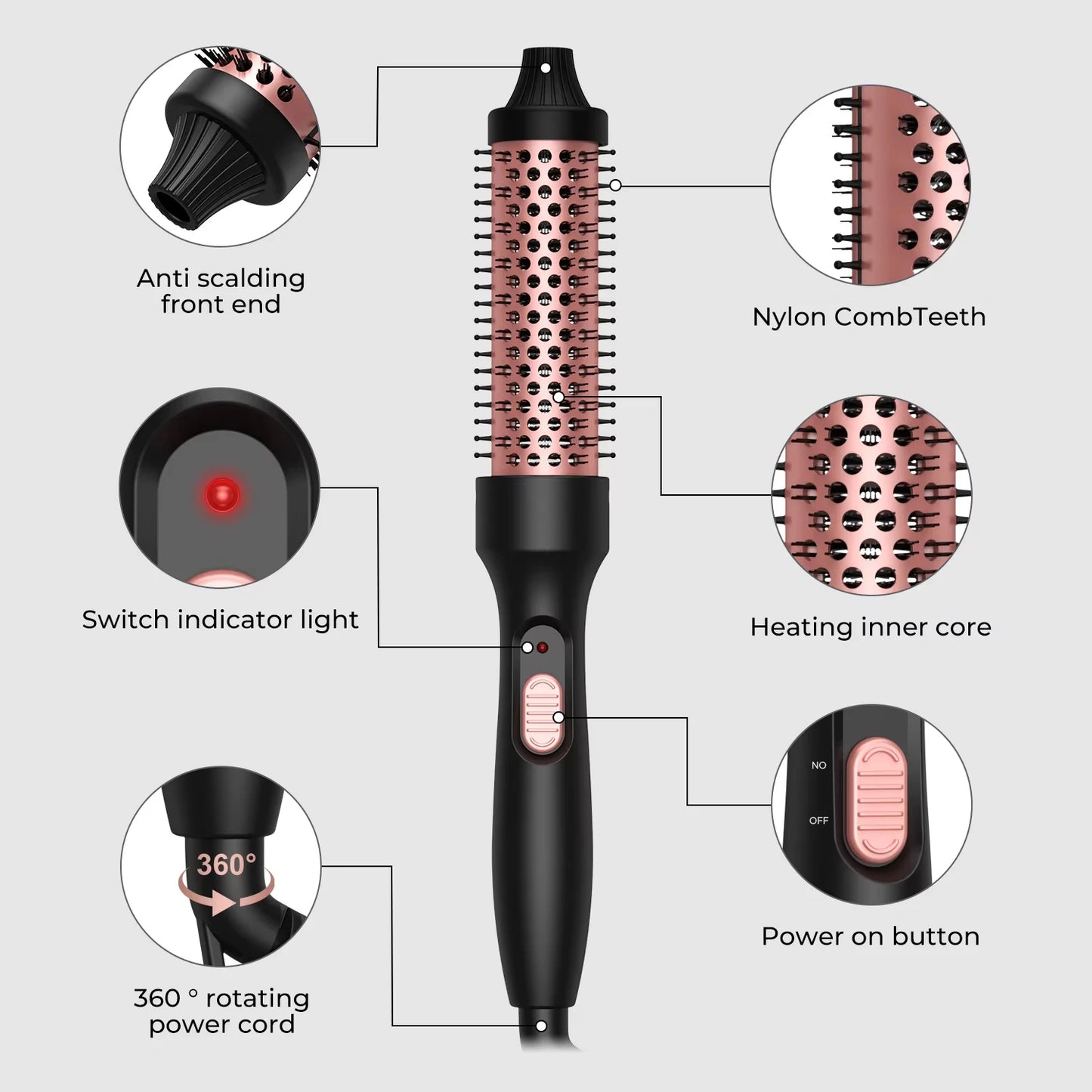 3 in 1 Thermal ceramic Curling Iron Brush